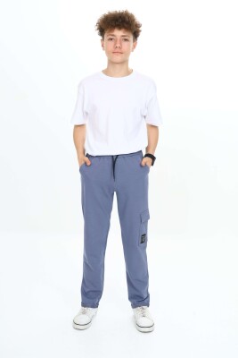 Wholesale Boys Cargo Pocket Sweatpants 7-10Y Nickel 2060-20097-2 Серый 