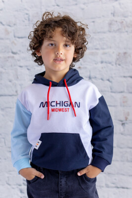 Wholesale Boys' Hooded Embroidered Sweatshirt 1-12Y Zeyland 1070-252Z3EZC63 Темно-синий