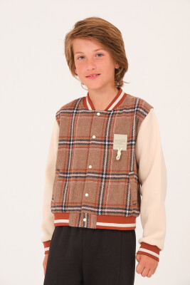 Wholesale Boys Plaid Pattern College Jacket 8-15Y Jazziee 2051-252J4MTN22 - Jazziee (1)