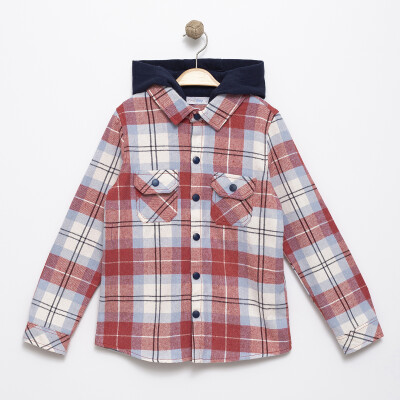 Wholesale Boy's Plaid Shirt 6-9Y Timo 1018-T5EDÜ044251123 Красный