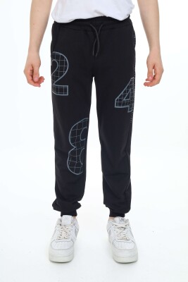 Wholesale Boys Printed Sweatpants 7-10Y Nickel 2060-20069-2 Чёрный 