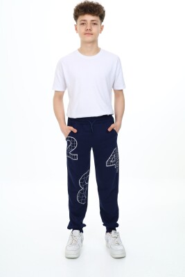 Wholesale Boys Printed Sweatpants 7-10Y Nickel 2060-20069-2 Темно-синий