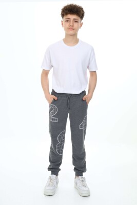 Wholesale Boys Printed Sweatpants 7-10Y Nickel 2060-20069-2 Антрацитовый