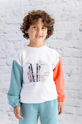 Wholesale Boys Printed Sweatshirt 1-12Y Zeyland 1070-252Z3EZF61 Мятно-зеленый