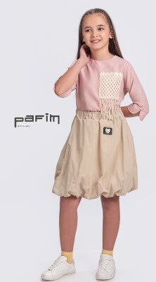 Wholesale Girl Short Balloon Skirt 11-14Y Pafim 2041-2025Y1054 Бежевый 
