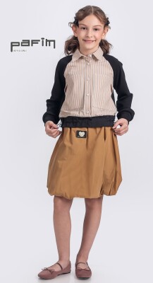 Wholesale Girl Short Balloon Skirt 11-14Y Pafim 2041-2025Y1054 Желтовато-коричневый