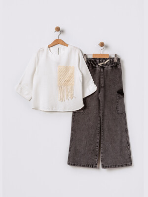 Wholesale Girl Trojan Sleeve Blouse 7-10Y Pafim 2041-2025Y1063 Белый 