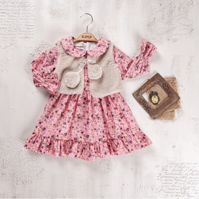 Wholesale Girls 2-Piece Dress and Vest Set 2-5Y Elayza 2023-2285 - Elayza (1)