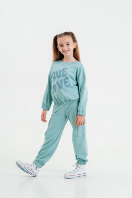 Wholesale Girls 2-Piece Tracksuit Set 9-12Y Matmazel 2021-8013 Мятно-зеленый