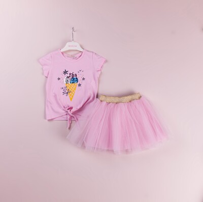 Wholesale Girls 2-Piece Tulle Skirt and Printed T-Shirt Set 1-4Y BabyRose 1002-4144 - 5