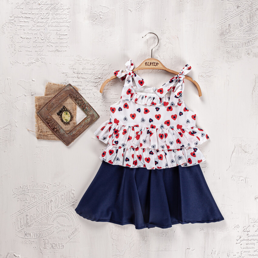 Wholesale Girls 2-Pieces Halter Blouse and Skirt Set 2-5Y Elayza 2023-2278 - 2