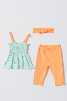 Wholesale Girls 2-Pieces Headband Blouse and Leggins Set 2-5Y Tuffy 1099-1254 Серо-зелёный цвет