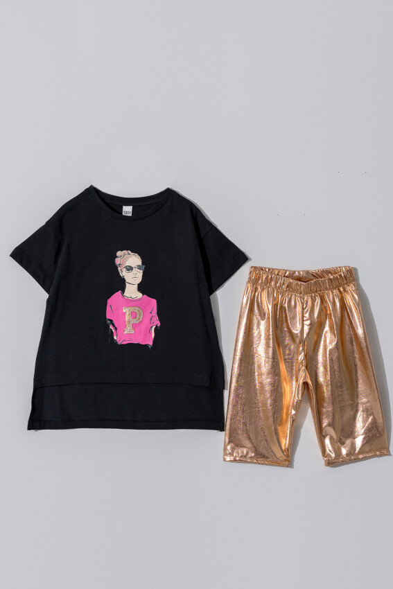 Wholesale Girls 2-Pieces T-shirt and Tight Set 6-9Y Tuffy 1099-1050 - 1