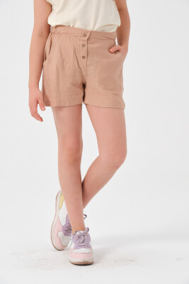 Wholesale Girls Button Detailed Shorts 8-15Y Jazziee 2051-241Z4ALM02 Бежевый 