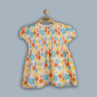 Wholesale Girls Daisy Patterned Dress 2-5Y Timo 1018-TK4DÜ202243532 Мятно-зеленый