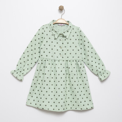 Wholesale Girls Dress 6-9Y Timo 1018-T5KDÜ044251463 Зелёный миндаль 