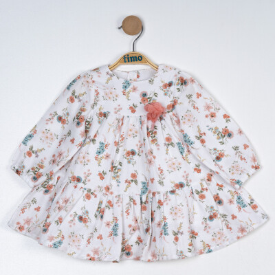 Wholesale Girl's Flower Patterned Dress 6-24M Timo 1018-TK5DÜ042257611 - 1