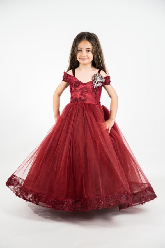 Wholesale Girls Party Tulle Dress 4-8Y Bertula Kids 2003-4850 - 1
