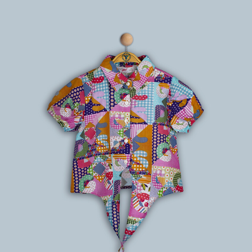 Wholesale Girls Patchwork Shirt 6-9Y Timo 1018-TK4DÜ042243332 - 3