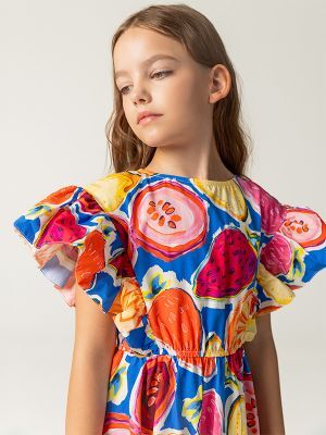 Wholesale Girls Patterned Dress 4-12Y Sheshe 1083-DSL0172 - 3