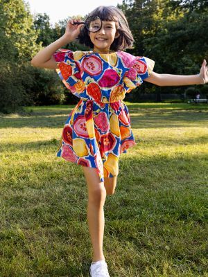 Wholesale Girls Patterned Dress 4-12Y Sheshe 1083-DSL0172 - 6