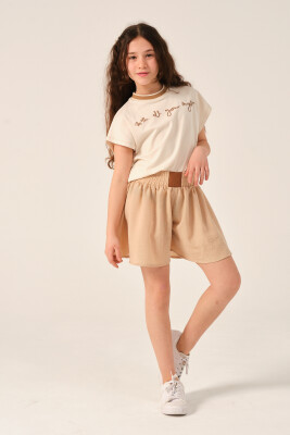 Wholesale Girls Printed T-shirts 8-15Y Jazziee 2051-241Z4ALJ51 Бежевый 