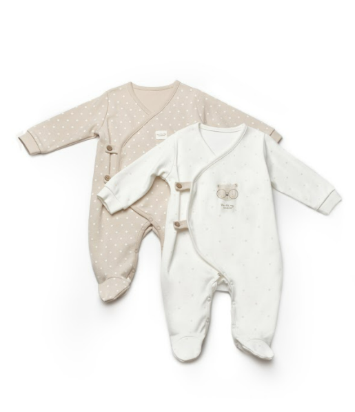 Wholesale Unisex Baby 2-Pack Double Breasted Jumpsuit with Footies 0-9M BabyCosy 2022-CSY8108 - 1