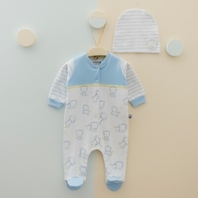 Wholesale Unisex Baby 2-Piece Rompers and Beanie Set 0-6M Vina baby 2042-00110 - Vina Baby