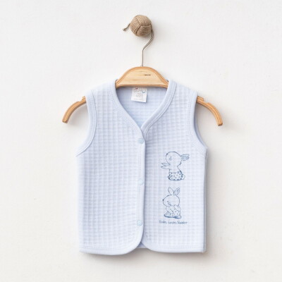 Wholesale Unisex Baby Quilted Vest Newborn Set 0-9M Gümüş Baby 2043-00400-1 Синий