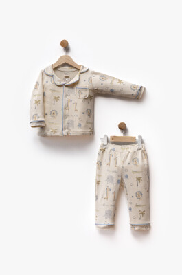 Wholesale Unisex Kids 2pcs Printed Pajama Set 1-5Y Flexi Baby 2063-217542 Синий