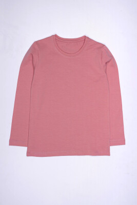 Wholesale Unisex Long Sleeve Basic T-shirt 9-12Y Interkidsy Basic 2027-2314 Пудра
