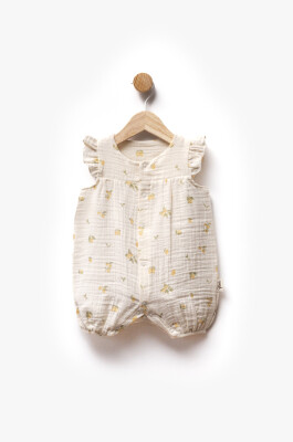 Self Printed Muslin Fabric Ruffle Detailed Jumpsuit 3-9M Flexi Baby 2063-221132 - Flexi Baby (1)