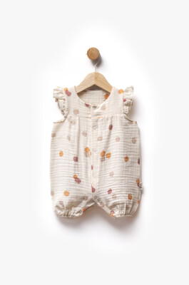 Self Printed Muslin Fabric Ruffle Detailed Jumpsuit 3-9M Flexi Baby 2063-221132 - Flexi Baby