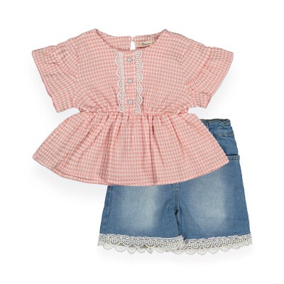 Set With Embossing Denim Shorts Büşra Bebe 1016-211061 - Büşra Bebe