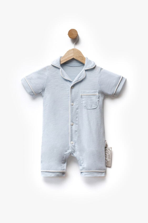 Single Jersey Fabric Piping Pocket Short Sleeve Jumpsuit 3-9M Flexi Baby 2063-236570 - 5