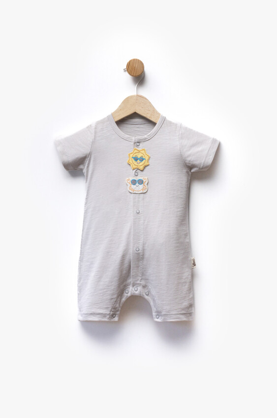Sun and Crab Embroidered Short Sleeve Jumpsuit 3-9M Flexi Baby 2063-236573 - 1