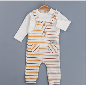 Toptan Erkek Bebek 2'li Tulum ve Uzun Kollu Tişört Takım 3-12M BabyZ 1097-4221 - BabyZ