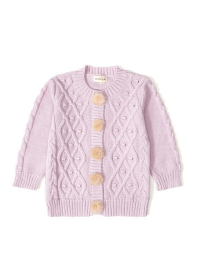 100% Organic Cotton With GOTS Certified Knitwear Diamond Bubble Cardigan 3-12M Uludağ Triko 1061--121053 - Uludağ Triko (1)