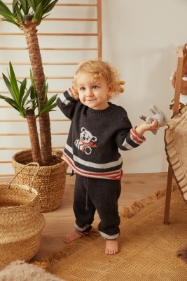 100% Organic Cotton With GOTS Certified Knitwear Funny Bear Two Piece Set 3-12M Uludağ Triko 1061-21060 - Uludağ Triko
