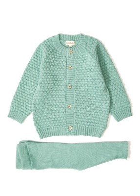100% Organic Cotton With GOTS Certified Knitwear Funny Bear Two Piece Set 3-12M Uludağ Triko 1061-21061 Çağla Yeşili