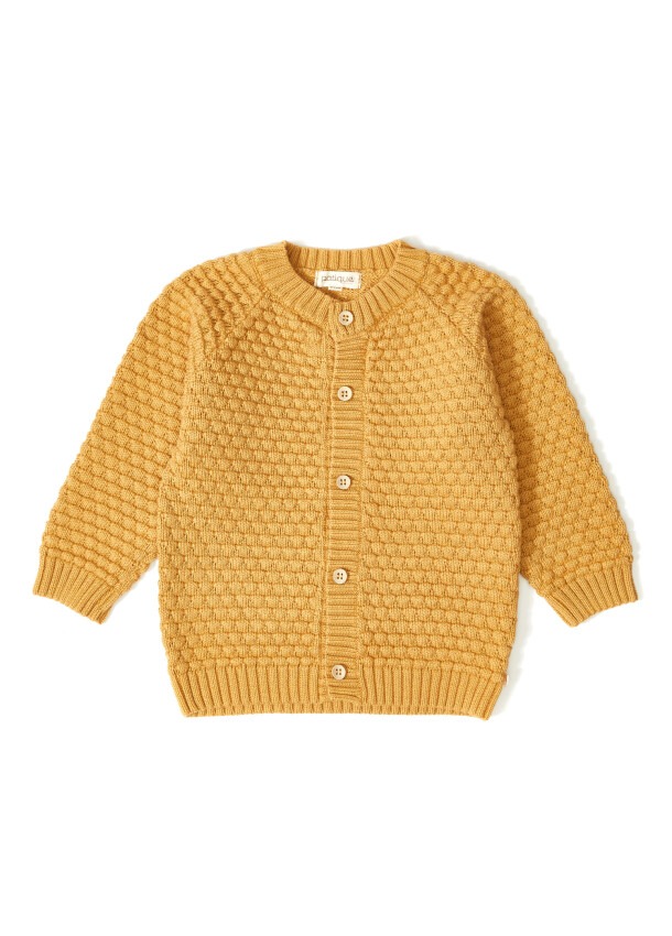 100% Organic Cotton With GOTS Certified Knitwear Mini Bubble Cardigan 12-36M Uludağ Triko 1061--121069 - 3