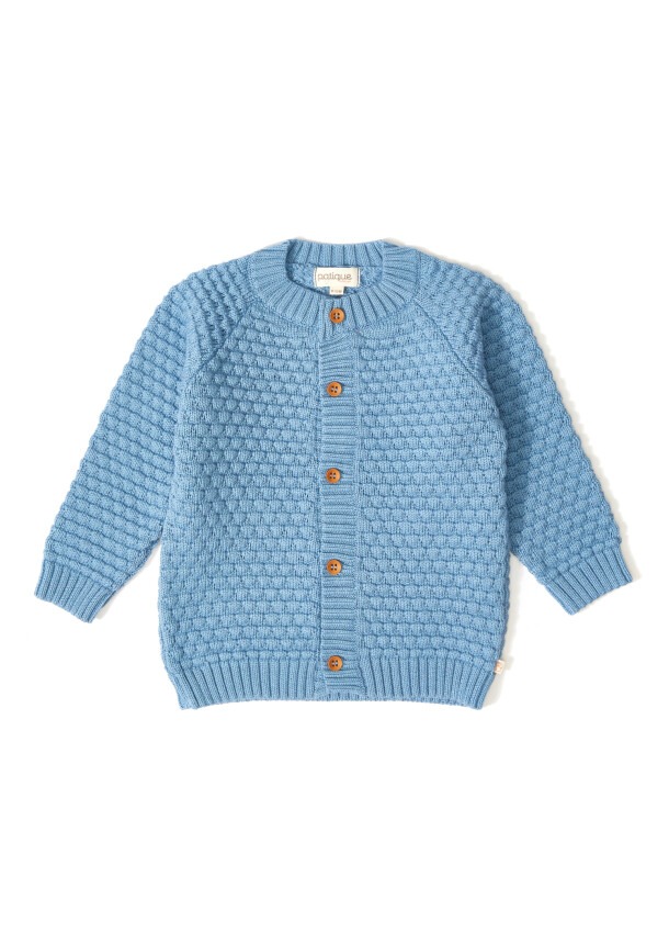 100% Organic Cotton With GOTS Certified Knitwear Mini Bubble Cardigan 12-36M Uludağ Triko 1061--121069 - 5