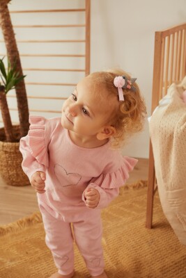 100% Organic Cotton With GOTS Certified Knitwear Ruffle Love Two Piece Set 3-12M Uludağ Triko 1061-21035 - Uludağ Triko