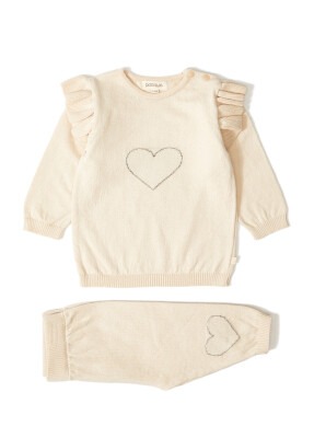 100% Organic Cotton With GOTS Certified Knitwear Ruffle Love Two Piece Set 3-12M Uludağ Triko 1061-21035 - Uludağ Triko (1)