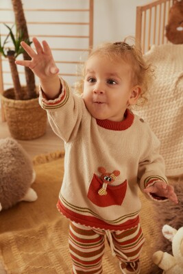 100% Organic Cotton With GOTS Certified Knitwear Stripe Two Piece Set 3-12M Uludağ Triko 1061-21039 - Uludağ Triko