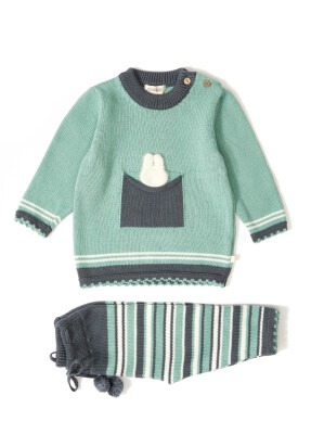 100% Organic Cotton With GOTS Certified Knitwear Stripe Two Piece Set 3-12M Uludağ Triko 1061-21039 - Uludağ Triko (1)