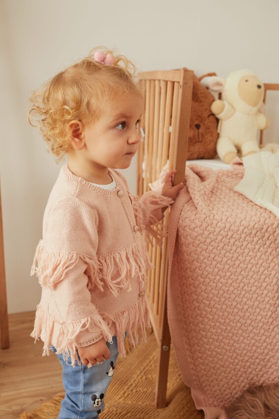 100% Organic Cotton With GOTS Certified Knitwear Tassel Star Cardigan 12-36M Uludağ Triko 1061--121054 - 1