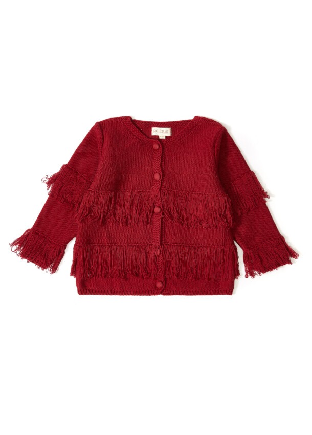 100% Organic Cotton With GOTS Certified Knitwear Tassel Star Cardigan 12-36M Uludağ Triko 1061--121054 - 2