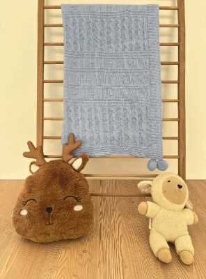 Baby Knitted Throw Ponpon Blanket Jojomini 1062-97102 - Jojomini