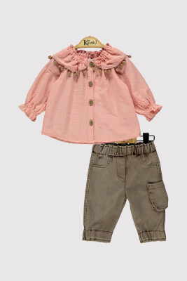 Kız Bebek Ponpon Yakalı Takım 6-18M Kumru Bebe 1075-4256 - Kumru Bebe